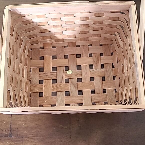 Boho Light Wood Basket with Handle - Picture 3 of 3